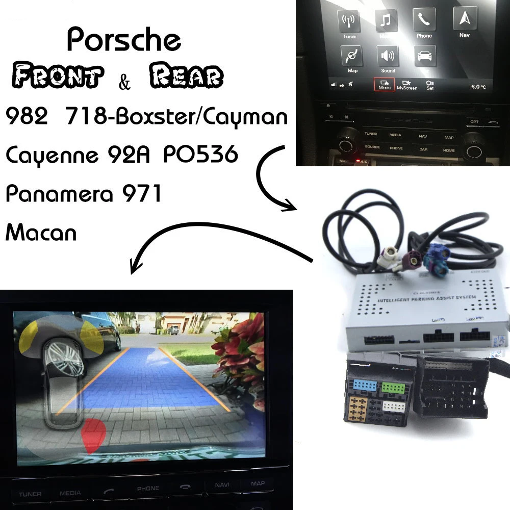 

For Porsche Parking Assistant Front & Bakcup Rear camera interface Reverse Improve For Panamera 718 Cayenne Macan 982