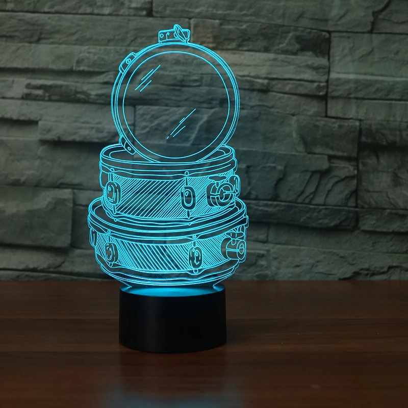 3D светодиодный Музыкальный барабан набор настольная лампа 7 цветов изменяющийся