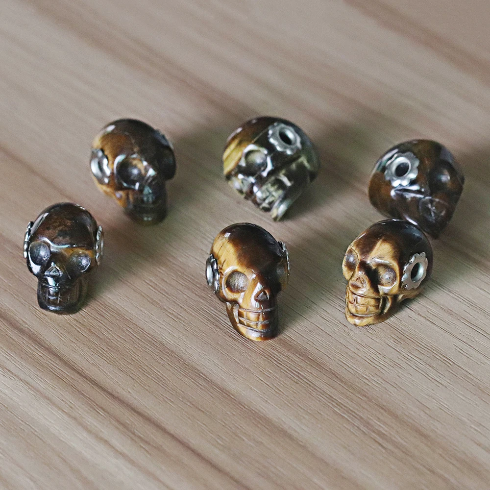 Подвеска Skeletion с черепом ожерелье для женщин и мужчин модное коричневое камнями