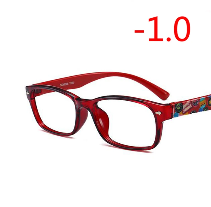 Myopia 100 1,0-1,5-2,0-4,0 квадратные очки для близорукости с градусом женские мужские короткие очки для коррекции зрения TR90 полосатая черная синяя красная Желтая оправа - Цвет оправы: Myopia 100