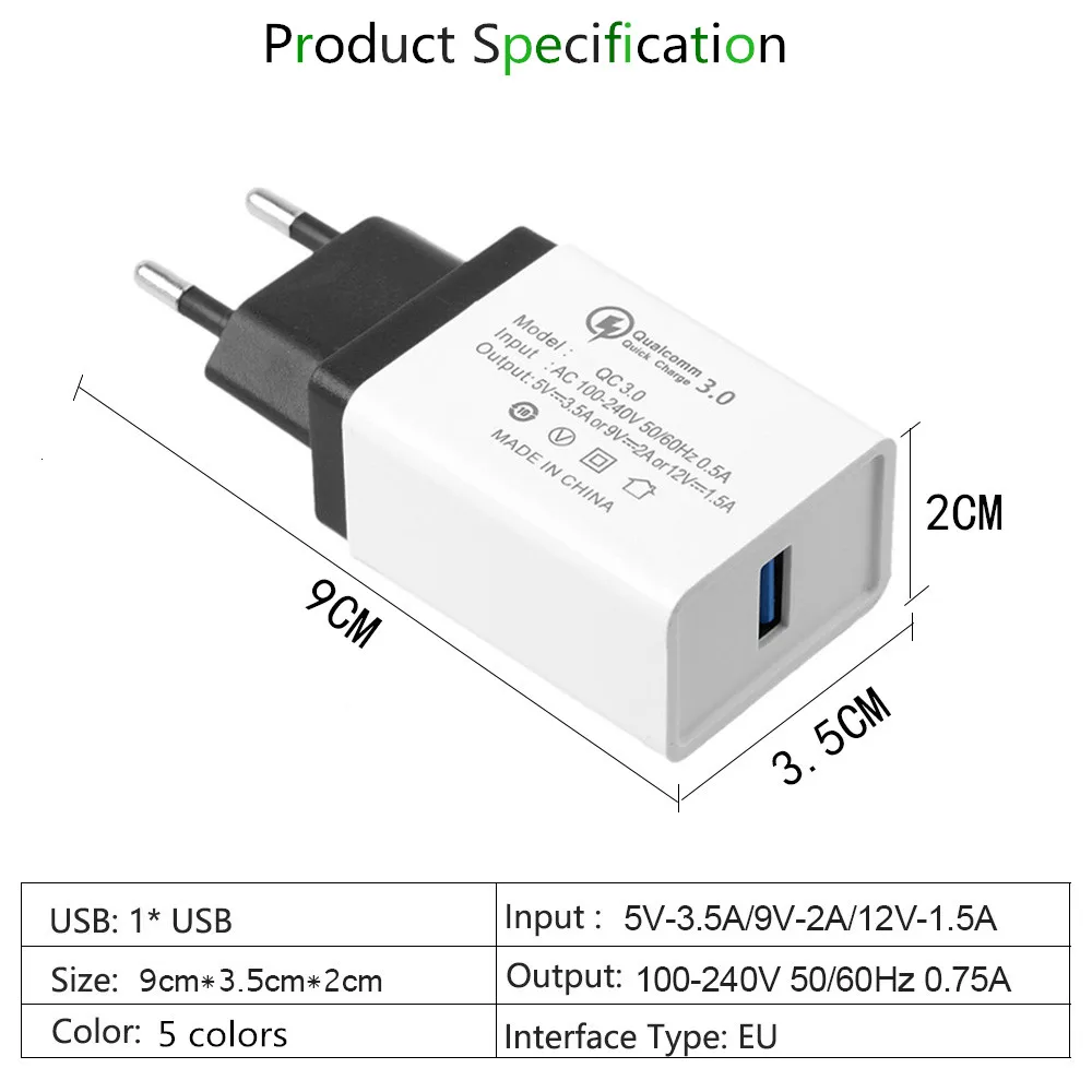 Быстрое зарядное устройство usb 3 0 для iphone 7 8 Plus X QC телефона Samsung Xiaomi redmi 6a Mi8 Huawei mate 20