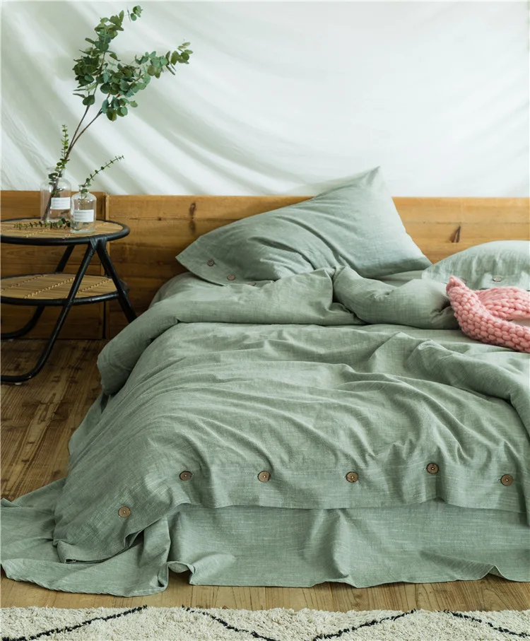 Комплект постельного белья из 4 предметов простыня хлопка и льна 1 пододеяльник