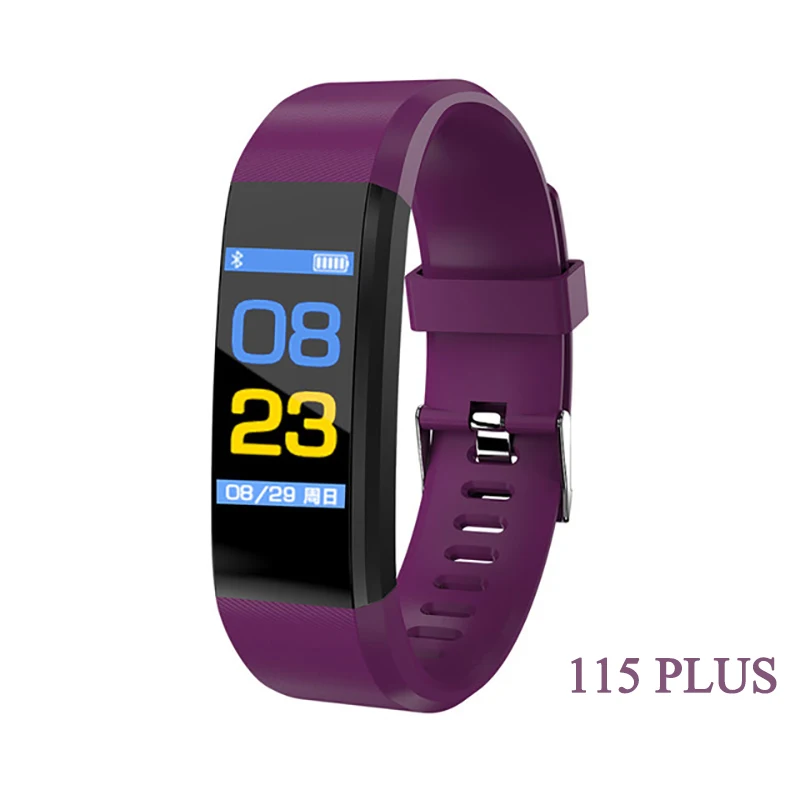 115 Plus Purple Фитнес Браслет браслет здоровья для измерения артериального давления монитор сердечного ритма фитнес-трекер Смарт-браслет, шагомер браслет pk mi band 4 fitbits miband 3 браслет здоровья умный браслет - Цвет: 115 Plus Purple