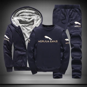 Теплый мужской спортивный костюм, 3 шт.компл., зимний спортивный костюм 2019, новые утепленные комплекты с флисовой подкладкой, ветрозащитная Спортивная одежда для спортзала и бега