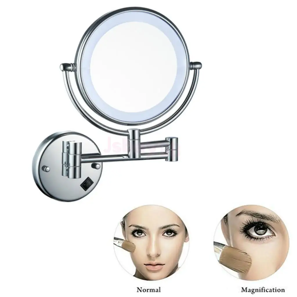 Зеркало для макияжа с двойным увеличением 8 дюймов светодиодное настенное