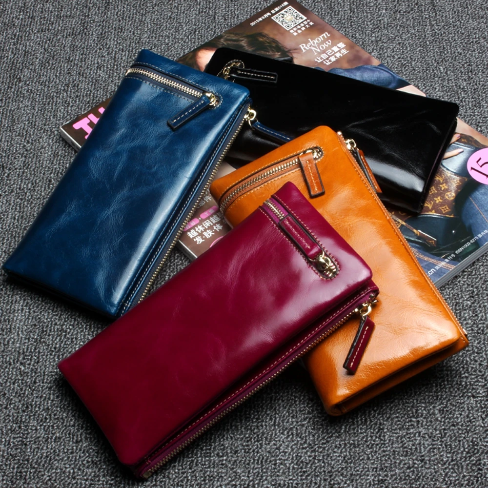 Wallets Super High Quality Genuine Leather women wallet Hot sale!Famous brand long Wallet money handbag Soft cow leather |