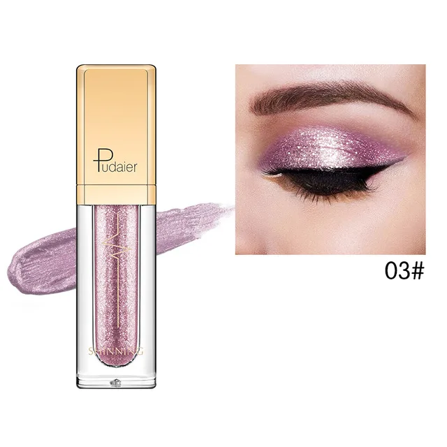 P1227-03 Pudaier, 18 цветов, блестящие тени для век, тени для век, палитра, водостойкие, жидкие, мерцающие тени для век, макияж, палитра теней - Цвет: P1227-03