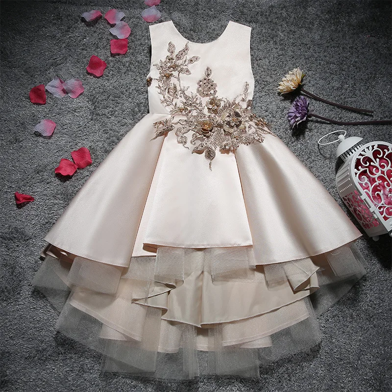 2019 New Children's Dress Female Round Neck Simple Delicate Embroidery Petal Princess | Детская одежда и обувь