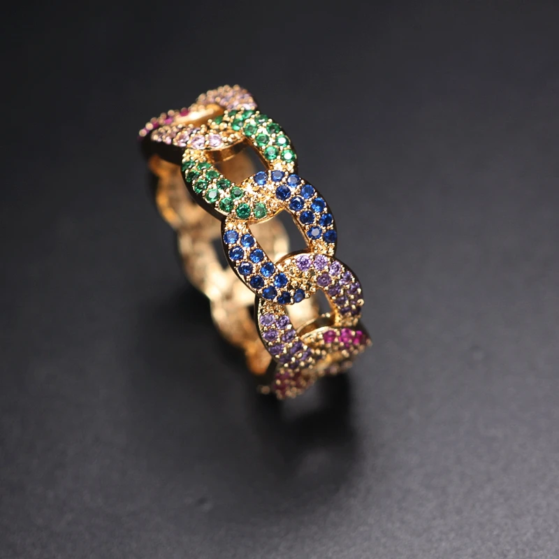 Роскошные красочные кольца для женщин с микро закрепкой полностью кубический