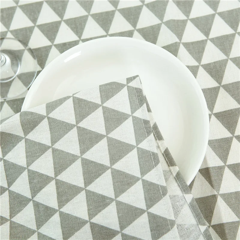 Черная клетчатая Водонепроницаемая прямоугольная скатерть из хлопка и льна с