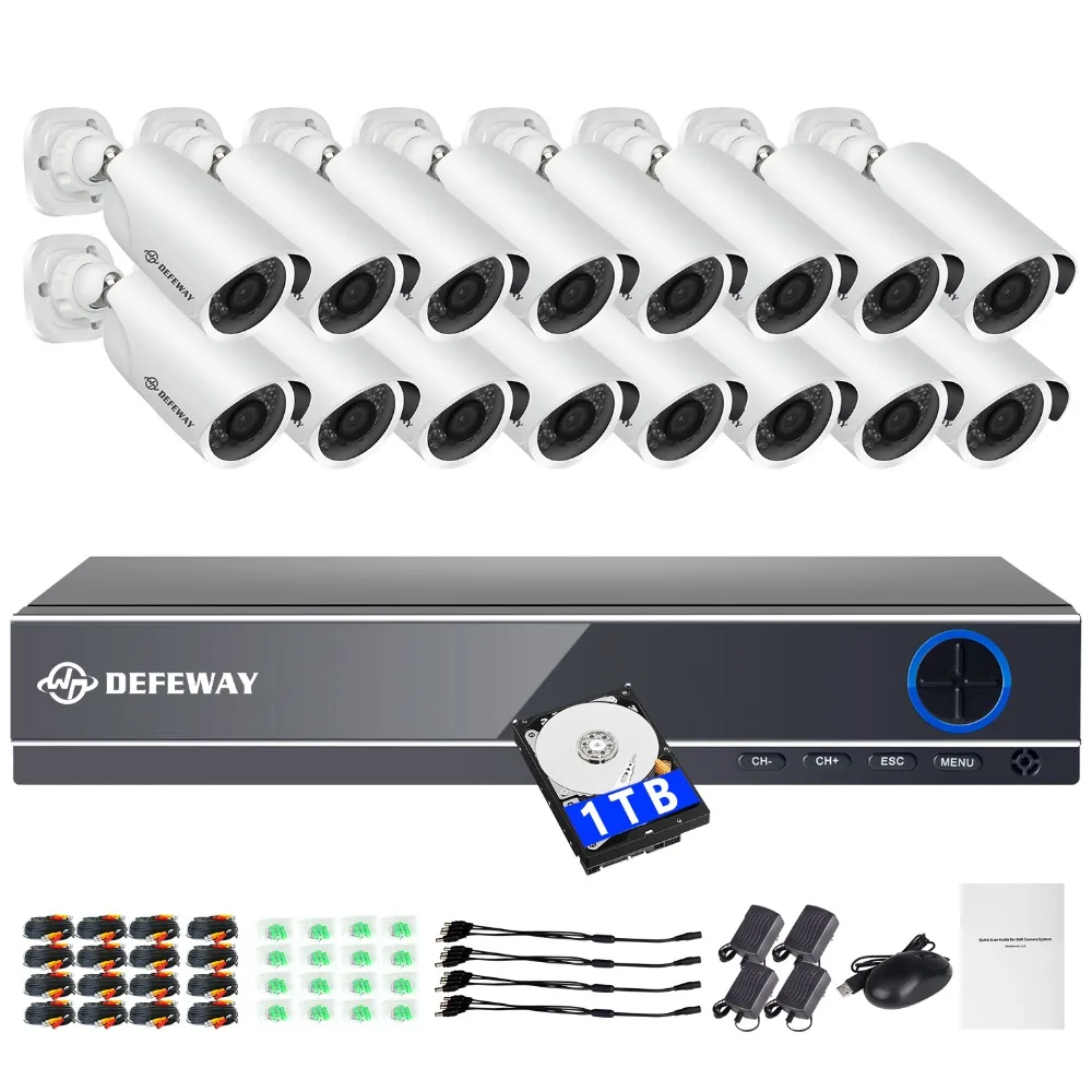 Камера видеонаблюдения DEFEWAY HD 16 каналов 1080 пикселей шт. 2000TVL IR AHD P 2 Мп жесткий диск