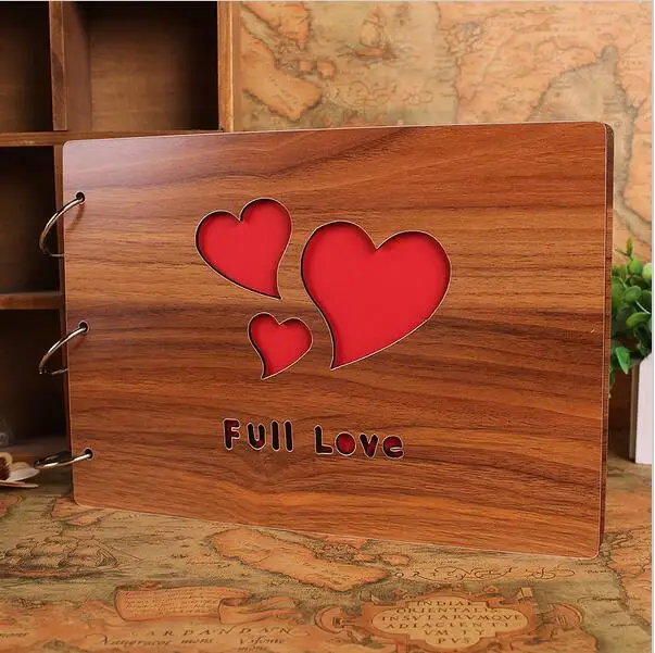 2016 Handmade Wood Wedding Photo Album Creative Baby Grow Albums Gift Black Card Personalized DIY 10 pages Quality Family ablum | Дом и сад