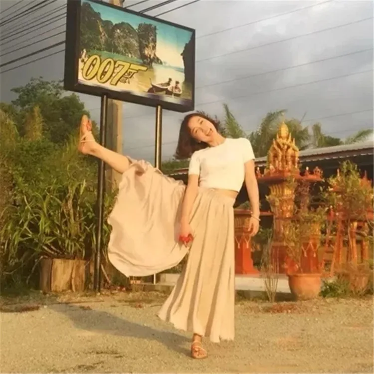 Подиум плюс размер брюки Макси Boho пляжные женские палаццо широкие свободные