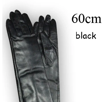 black 60cm Весенние женские Вечерние перчатки из натуральной кожи, 60 см/70 см, супер длинные женские перчатки на заказ, большие размеры, удлиненные черные/красные Luvas - Цвет: black 60cm