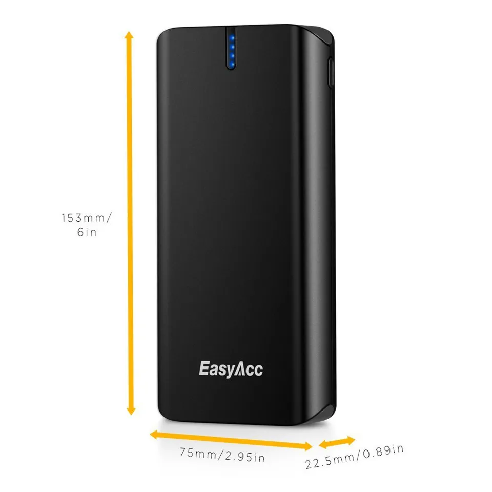 Внешний аккумулятор Easyacc на 20000 мА · ч с 3 портами и поддержкой быстрой зарядки |