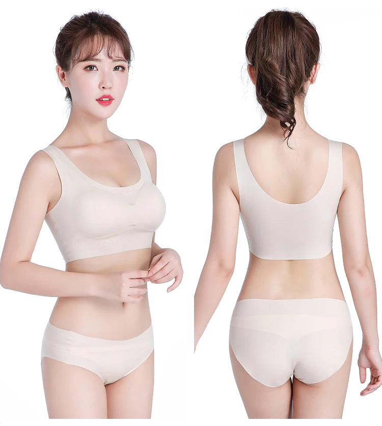 100 pcs Seamless Ice Silk Bra Women Ultra Thin Sleep Bra Fashion Wire Free Intimates Bralette Massage Padded Bra