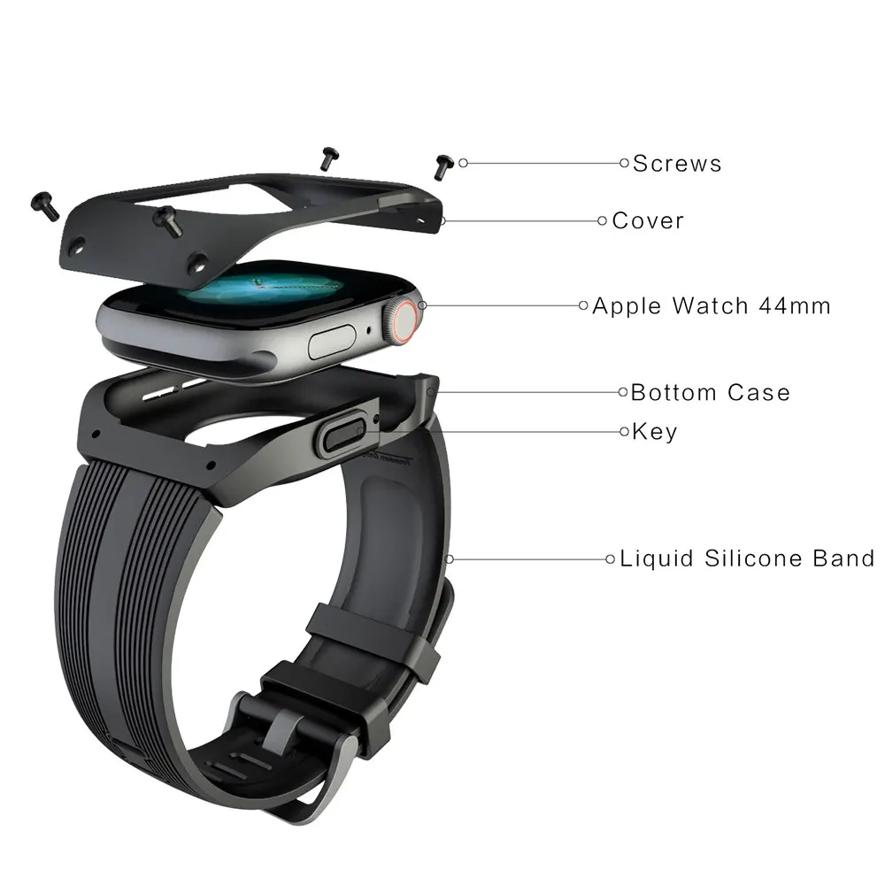 Ремешок спортивный водонепроницаемый + чехол для Apple Watch band 5 4 iwatch 44 мм браслет apple