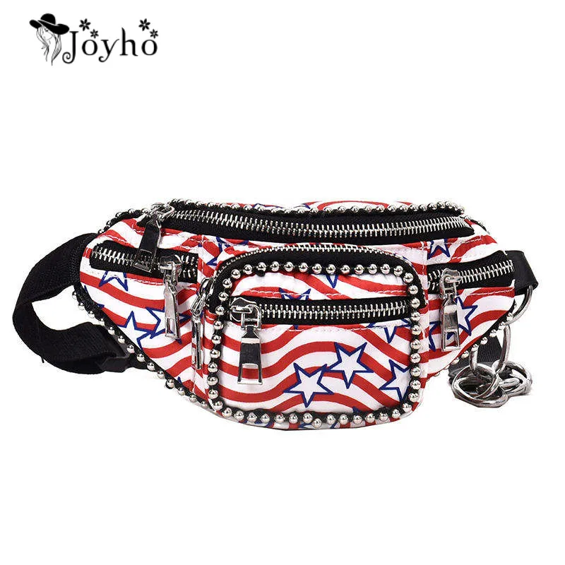 

JOYHO Casual Canvas Waist Packs Geometric Pattern Zipper Chest Bag Sport Travel Shoulder Belt Bag For Iphone Card Storage Sac