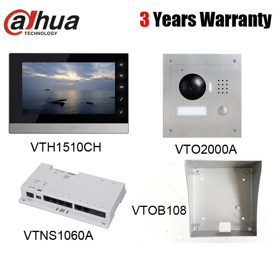 Оригинальный комплект видеодомофона Dahua VTH1510CH VTO2000A VTNS1060A VTOB108 система