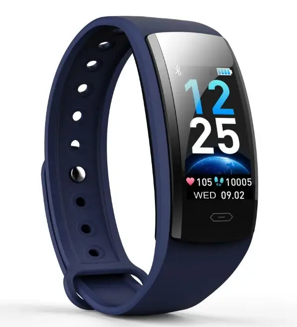 Blue 2019Diggro QS90 плюс умный Браслет для измерения артериального давления монитор сердечного ритма цветной сенсорный IP67 фитнес-трекер Smartband для Android IOS - Цвет: Blue