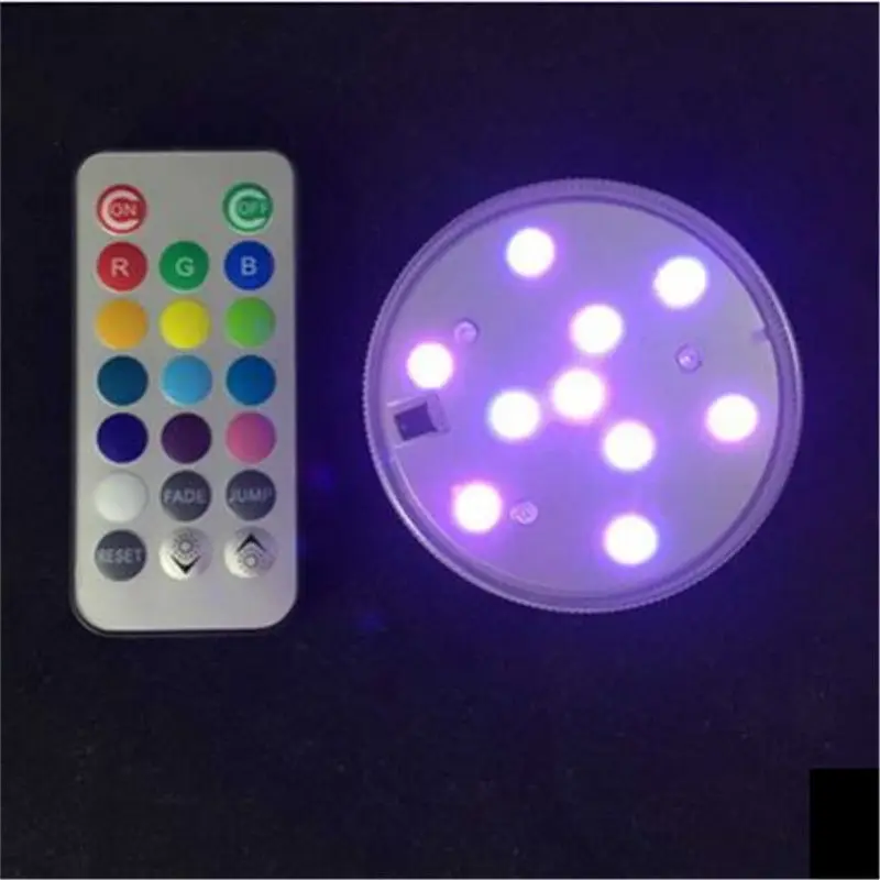 10 светодиодных водонепроницаемых ламп 10smds RGB разноцветный пульт дистанционного управления Ваза свадебный Декор для вечеринки погружной цветочный светодиодный базовый светильник