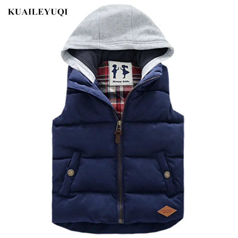 Детские утолщенные Термальность мальчиков жилет с капюшоном для маленьких Кепки