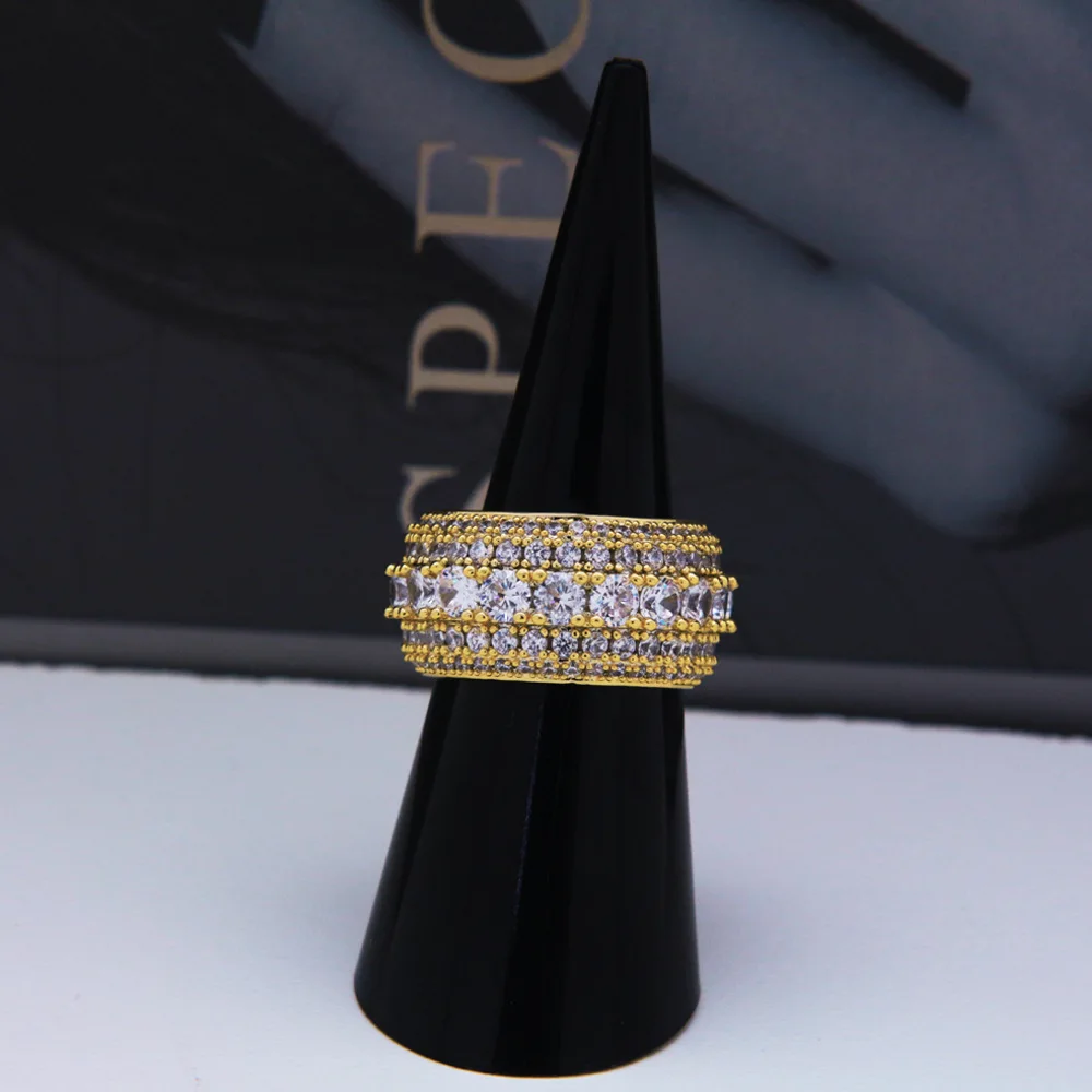 Крапановая закрепка ААА CZ камень Bling лед из ювелирных изделий круглые кольца на