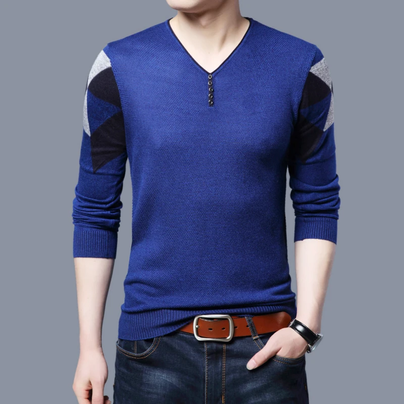Мужской свитер в клетку с V-образным вырезом | Мужская одежда