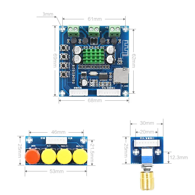 Bluetooth усилитель Moduel приемник 2x15 Вт стерео TF MP3 усилители плата 30 регулятор