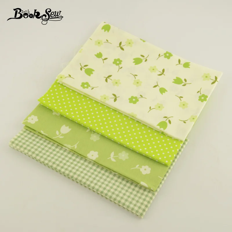 Booksew 100% хлопок 4 шт. разные узоры зеленый цвет шитье женское платье детская одежда