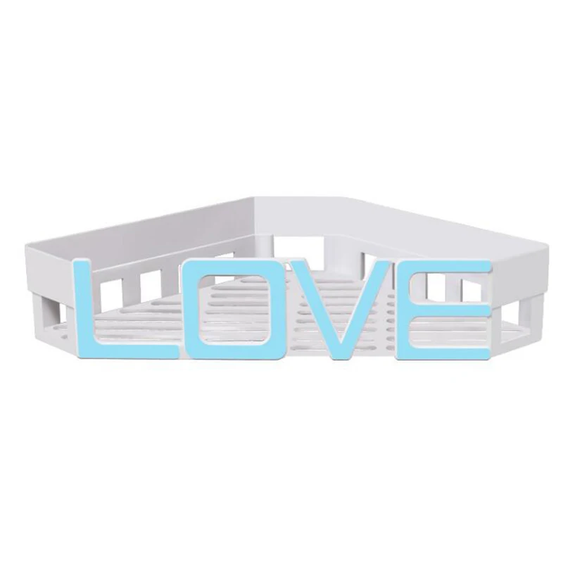 LOVE Blue BASUPPLY 1 шт., клейкая полка для ванной комнаты, угловая стойка для хранения, полка для душа, кухонная, для украшения дома, органайзер, аксессуары Kichen - Цвет: LOVE Blue