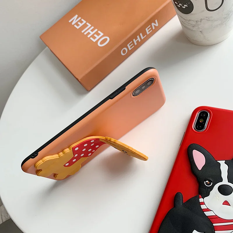 3D чехол с изображением бульдога Bichon пуделя для iPhone 7 6 6S 8 Plus X XS XR XS Max мягкая задняя крышка с подставкой для питомца собаки защитный чехол из ТПУ