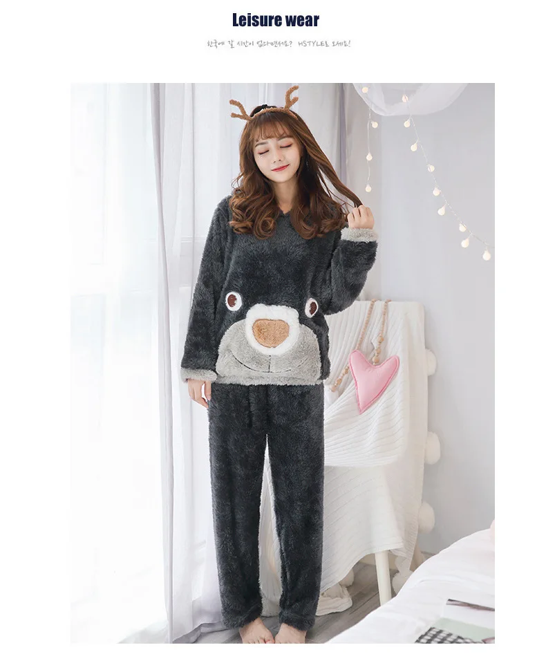 Пижама женская зимняя Пижама Kigurumi Kawaii Ночной костюм флисовая одежда для сна Одежда для дома Корейская Милая Пижама домашняя одежда