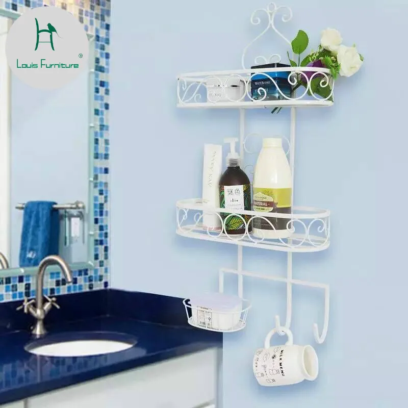 

Louis Fashion European Style Non Perforated Toilet Balcony Laundry Soap Creative Iron Tie Wall Decoration Storage Rack