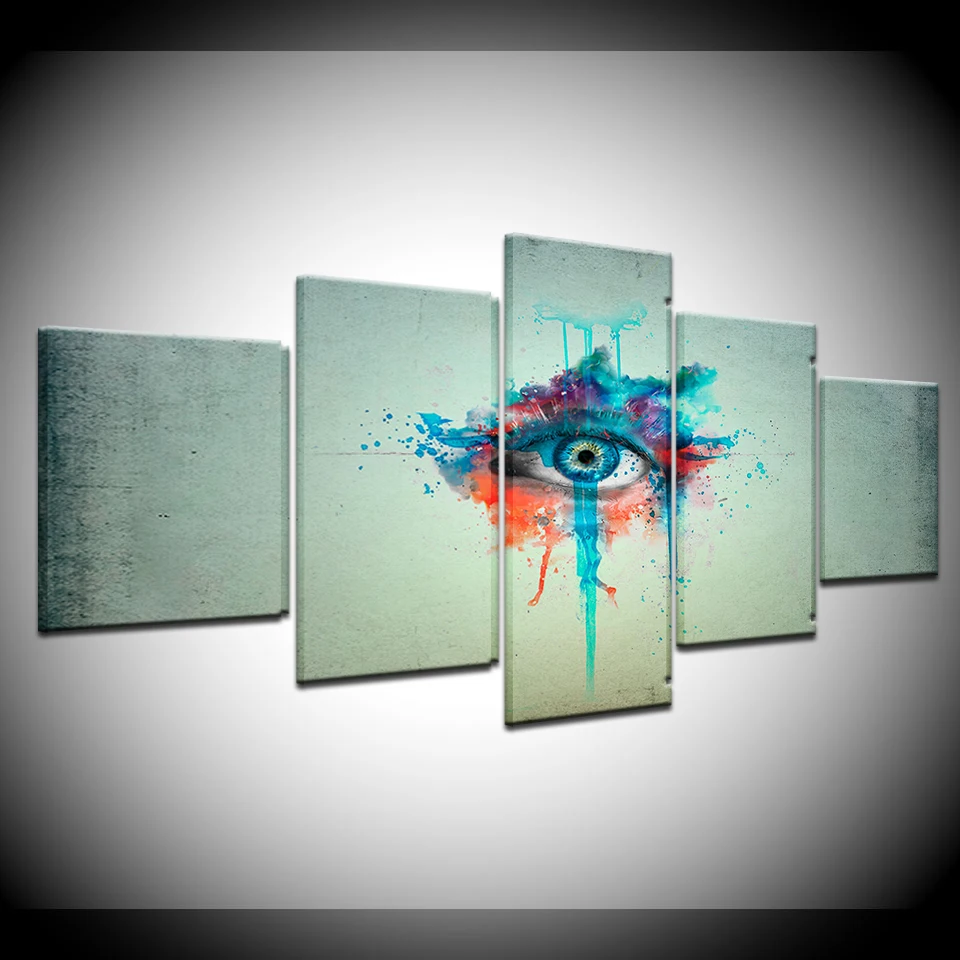 Картина на холсте с красочными глазами 5 шт. Настенная картина модульные обои