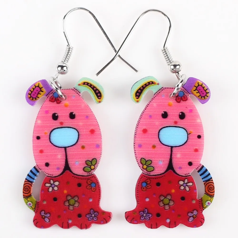bonsny drop dog hot brand earrings acrylic pattern long dangle earrings fashion jewelry for women 2015 news girls accessories free global shipping