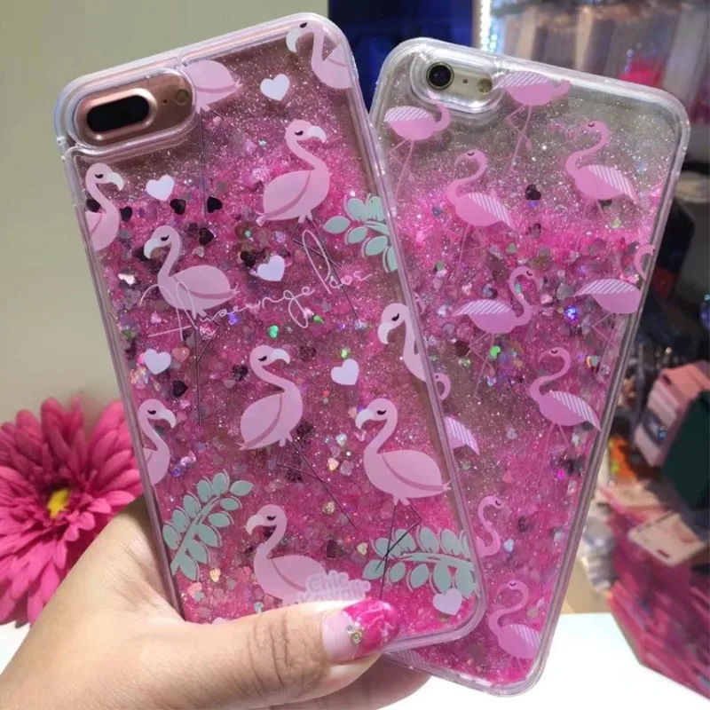 Luxury Liquid Glitter Soft TPU+PC Phone Cases For iPhone 6/7/8/X Transparent for 6/7/8Plus coque |