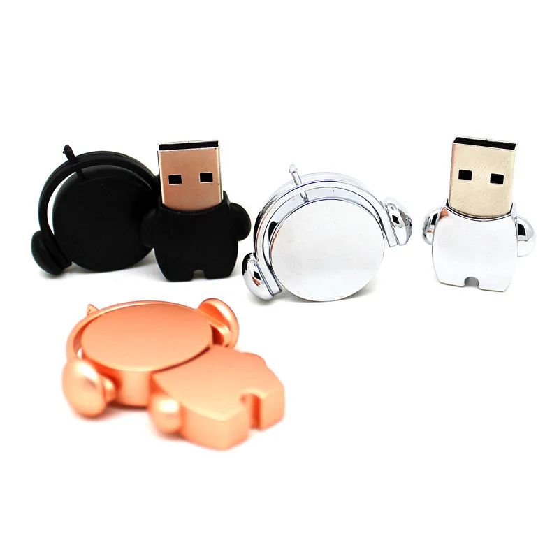 Pendrive 32GB 64GB cartoon cute metal Music man USB 2.0 Flash Drive 16GB Pen Memory Stick 4GB 8GB U Disk Custom logo | Компьютеры и