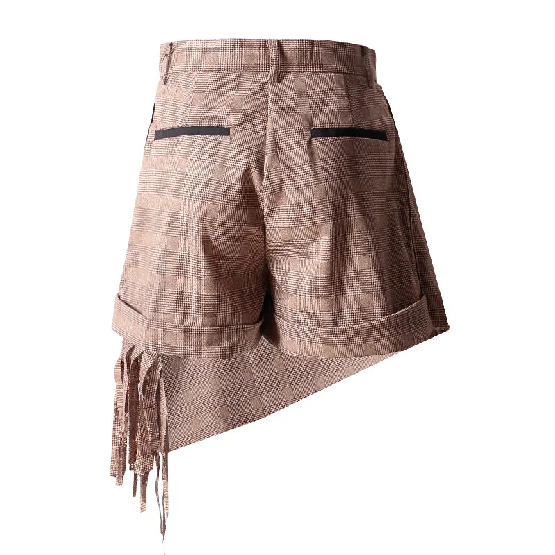 Low Inventory Karalla New Design Plaid Fringe Temperament Lady Patchwork Shorts Skirt Women's High Waist Tassel C1380 | Женская