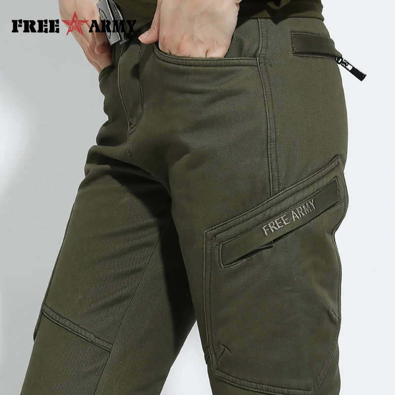 Зимние утолщенные флисовые хлопковые брюки женские модные бархатные военные