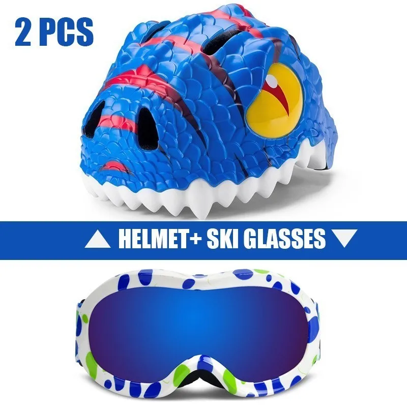 2 Pcs Ski Helmet Goggles Boys And Girls Snowboard Helmet Moto Snowmobile Skateboard Safety Helmet Mask Winter Skiing Goggles - Цвет: Color5