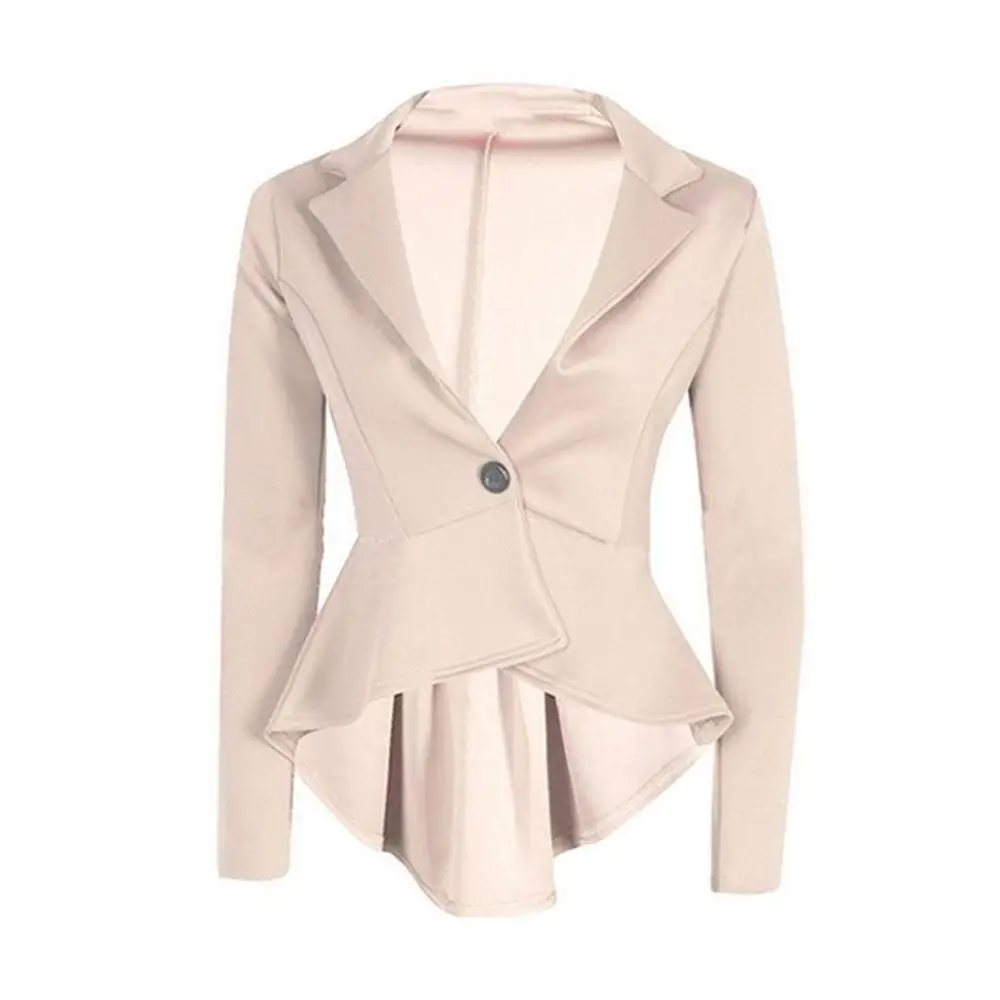 Casual Women Jacket Spring Autumn Single Button Long Sleeves Slim Irregular Short Solid Notched Neck Women's Suits | Женская одежда