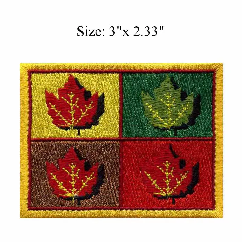 

4 широкие вышитые нашивки с кленовыми листьями 3 дюйма для одежды, наклейки, нашивка из ткани, сша
