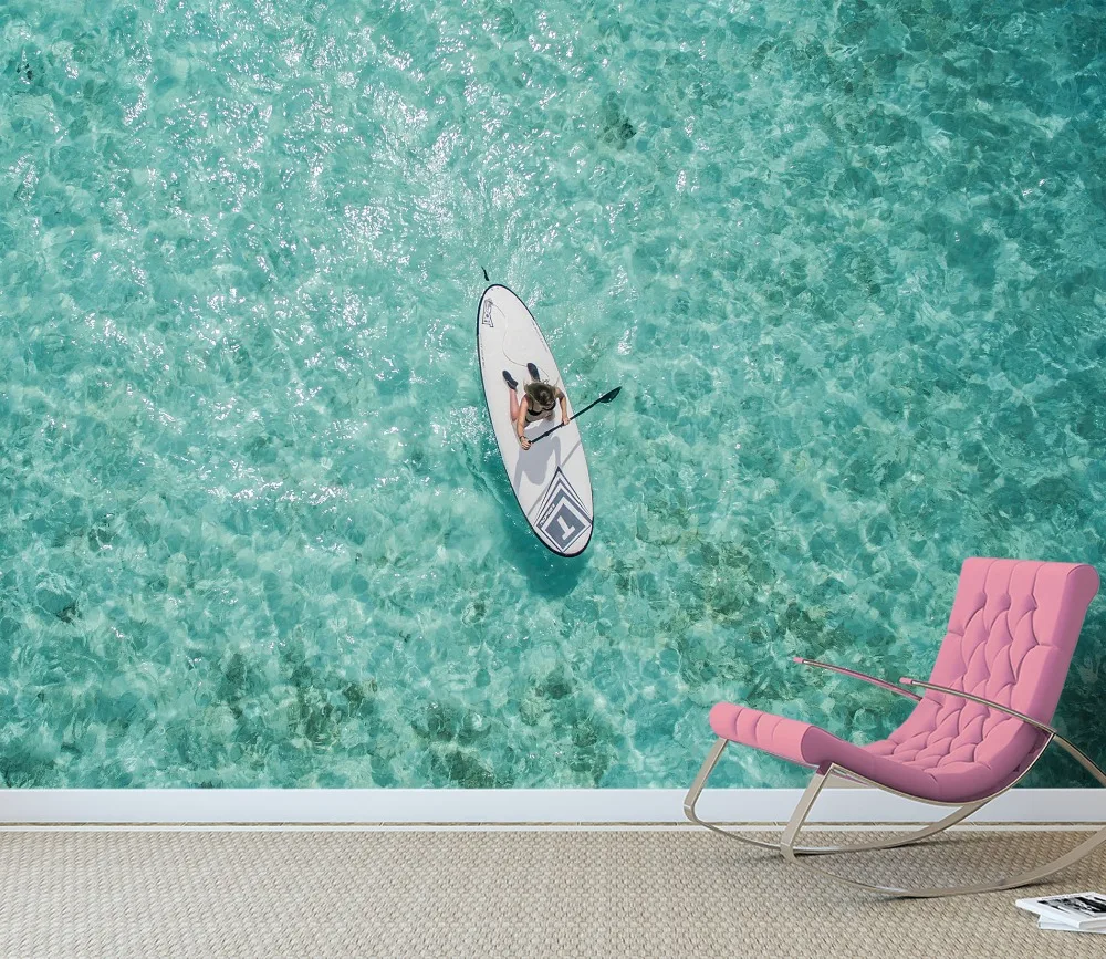 

[Self-Adhesive] 3D Rowing Sparkling Ocean 2 Wall Paper mural Wall Print Decal Wall Murals