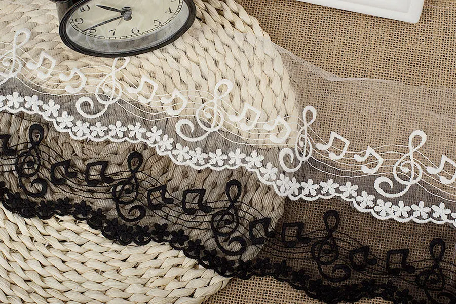 Вышитая вышитая ткань сделай сам белая черная хлопковая кружевная отделка