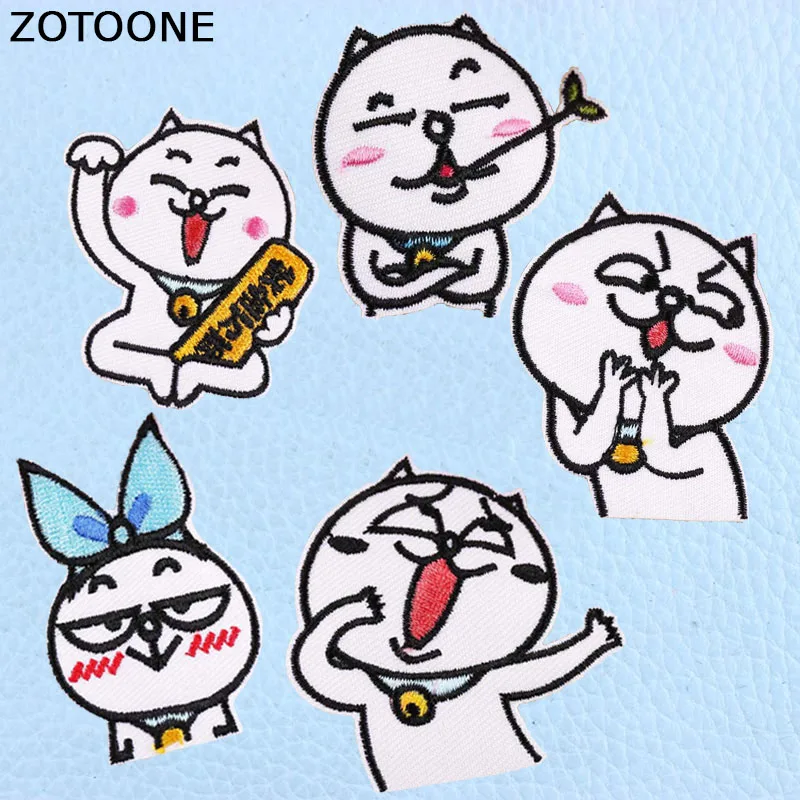 ZOTOONE Забавный мультяшный Кот нашивки вышитые утюгом на заплатках для одежды DIY