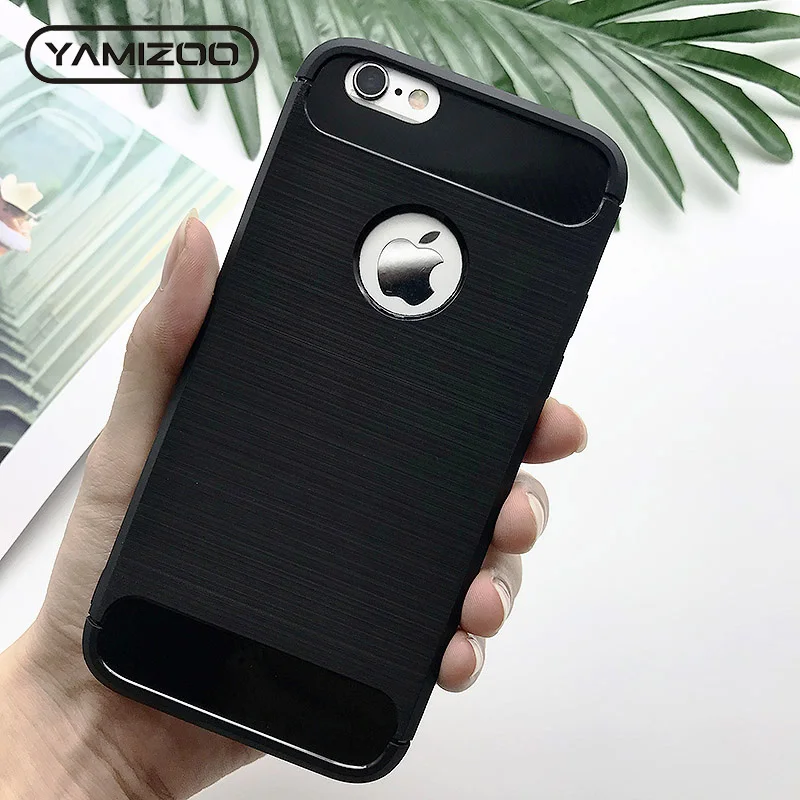YAMIZOO For iPhone 6s 7 Case Thin Soft Carbon Fiber Shockproof Cover Silicone Matte Phone Cases for 6 8 Plus X Coque |