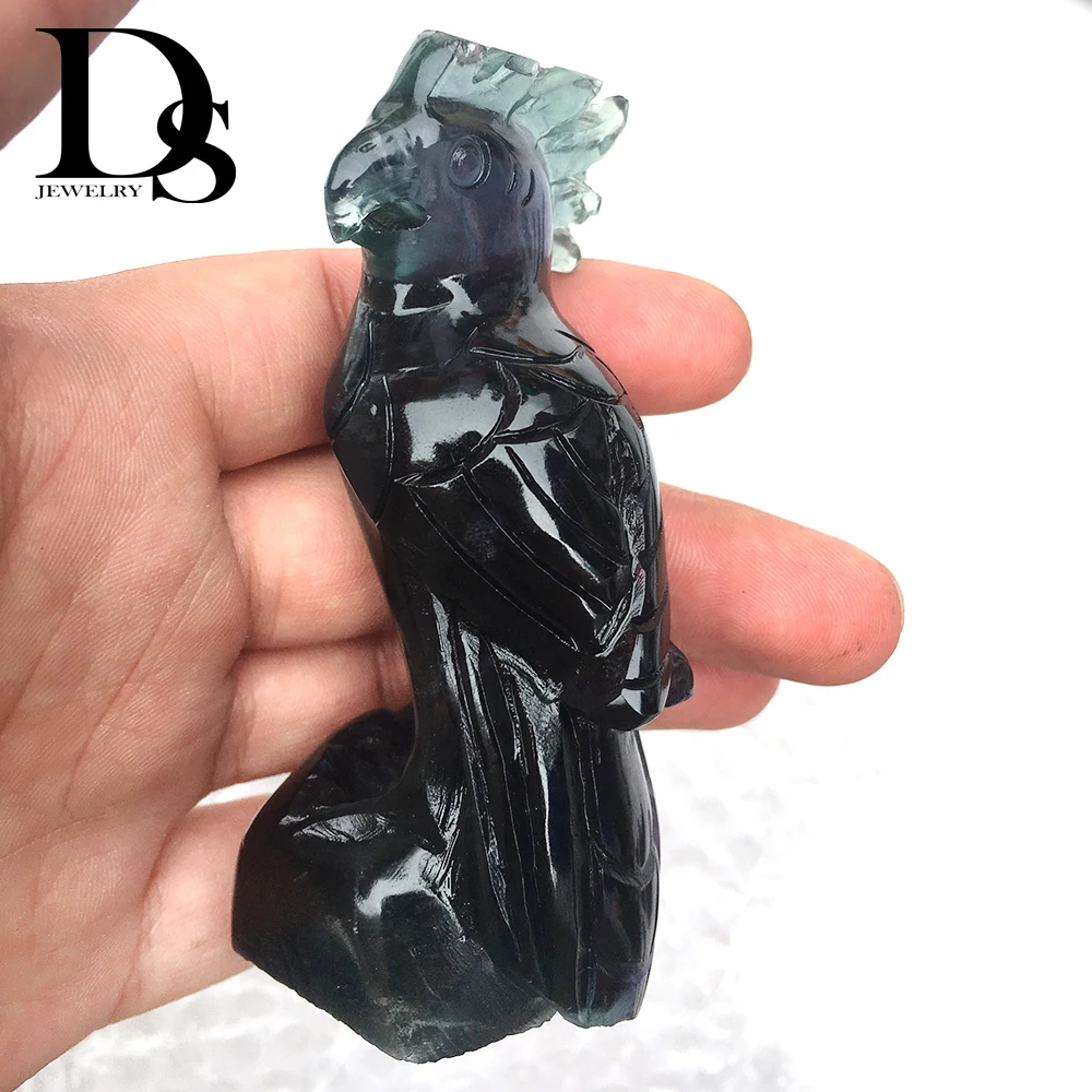 3 &quotвысокое качество полировка натуральный Радужный флюорит фигурка попугая