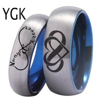 ygk couple wedding jewelry for lovers couple tungsten ring matte with blue tungsten wedding ring infinity heart always forever