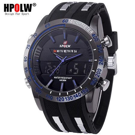 Color 12 HPOLW Брендовые мужские спортивные часы модные Chronos резиновые мужские водонепроницаемые светодиодный цифровые часы мужские военные часы Relogio Masculino - Цвет: Color 12